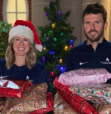 Lisa Roughead with her husband Michael Carrick on Christmas.